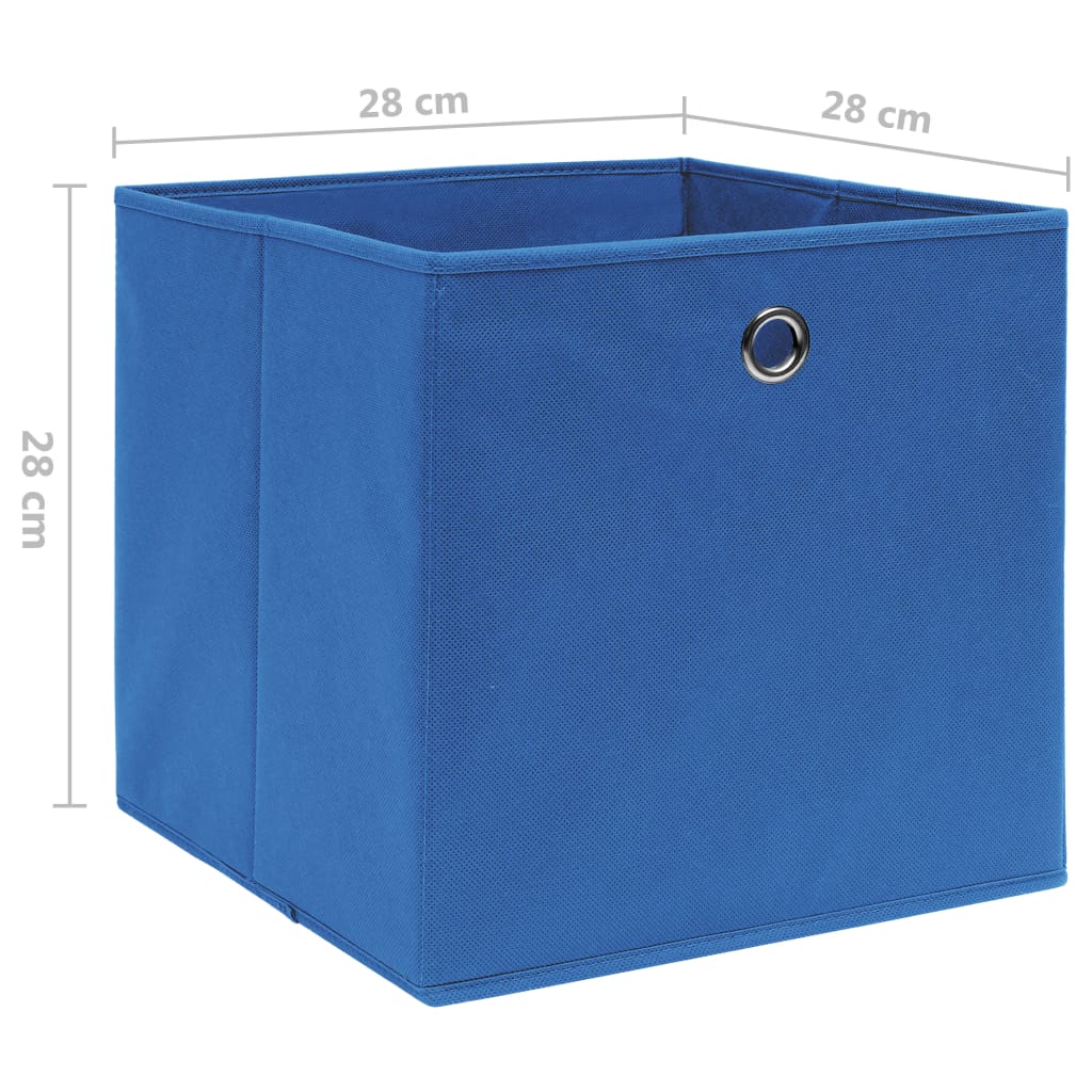 vidaXL uzglabāšanas kastes, 10 gab., 28x28x28 cm, zils neausts audums