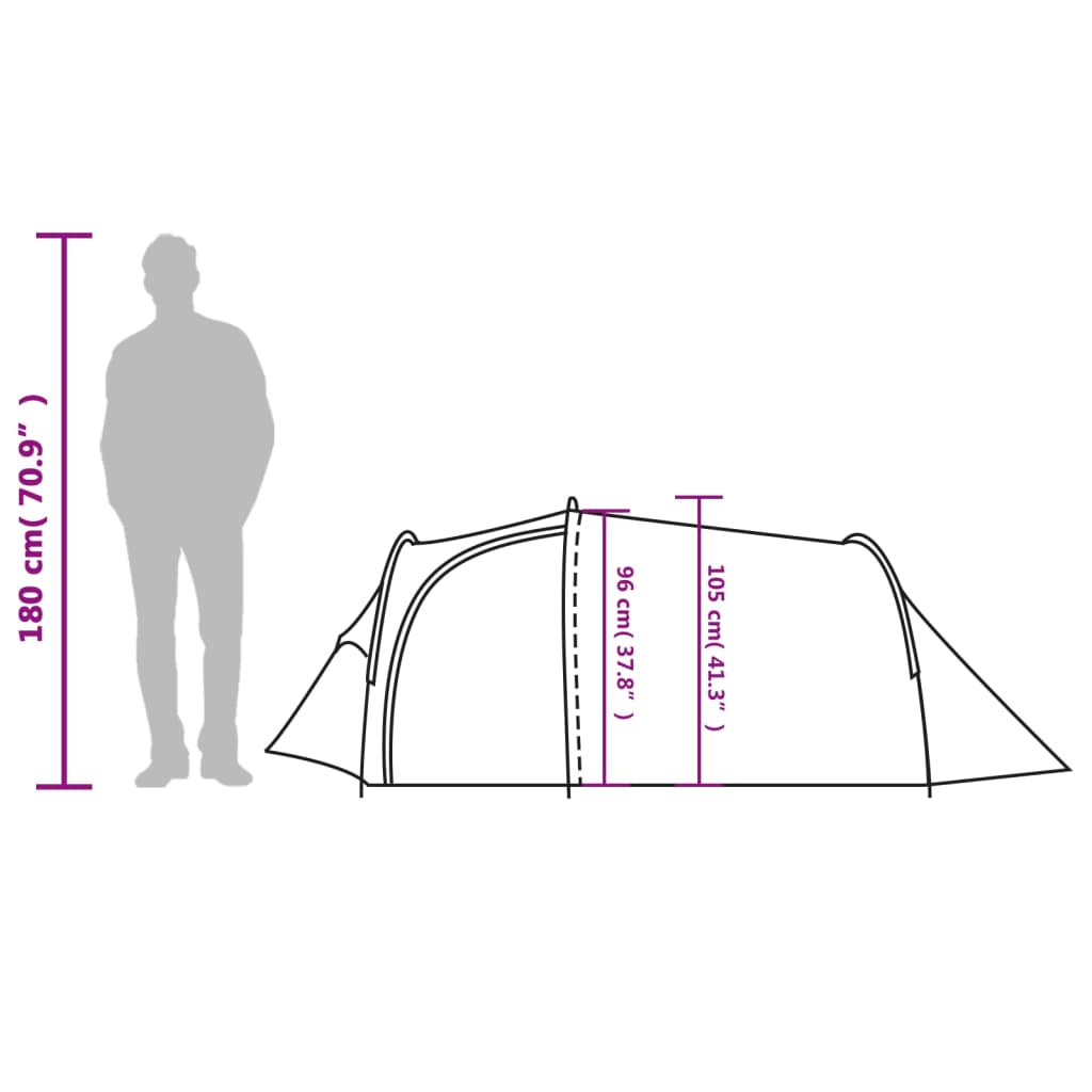 vidaXL kempinga telts 2 personām, zaļa, ūdensnecaurlaidīga