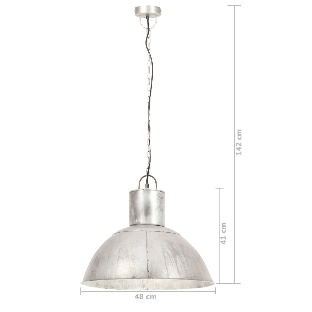 vidaXL griestu lampa, sudraba krāsā, apaļa, 25 W, 48 cm, E27