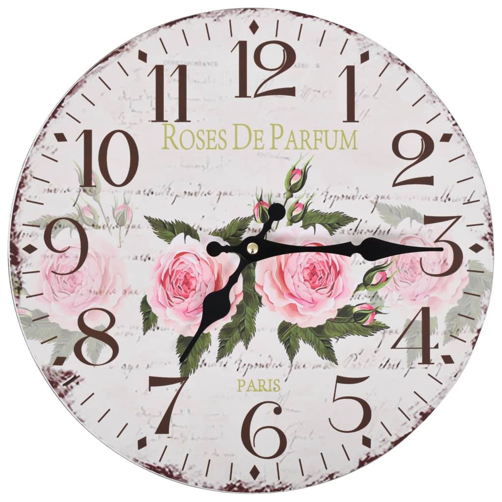vidaXL vintāžas sienas pulkstenis, zieds, 30 cm