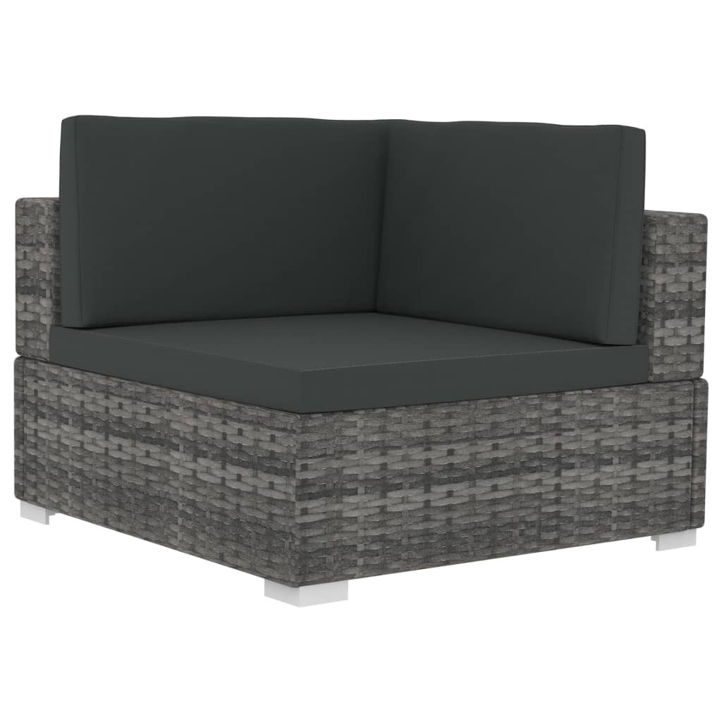 vidaXL 3-daļīgs dārza dīvāna komplekts ar matračiem, PE pinums, pelēks