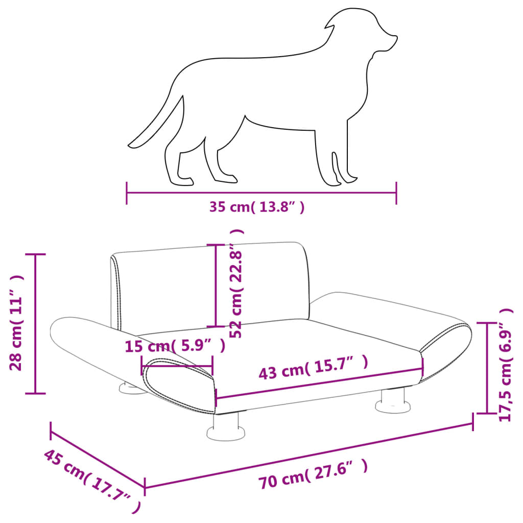 vidaXL gulta suņiem, melna, 70x45x28 cm, mākslīgā āda