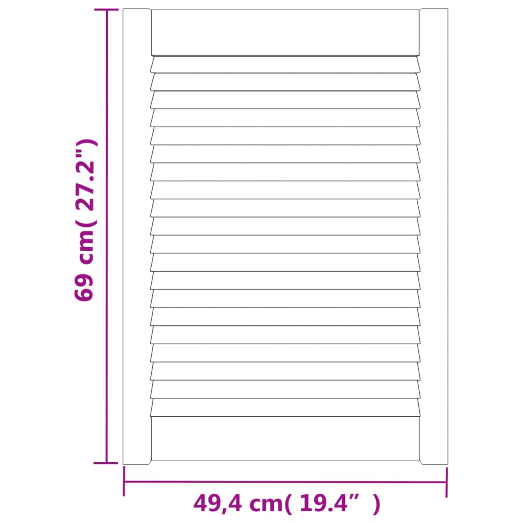 vidaXL skapja durvis, žalūziju dizains, 2 gab., 69x49,4 cm, priede