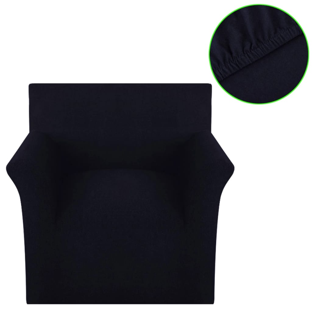 vidaXL dīvāna pārvalks, elastīgs, melna kokvilna, džersijs