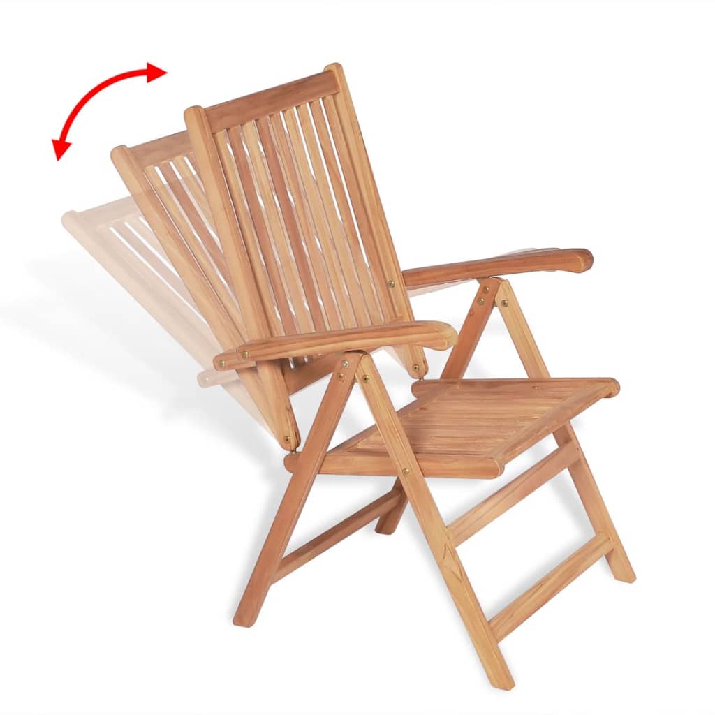 vidaXL 7-daļīgs dārza mēbeļu komplekts, saliekami krēsli, tīkkoks