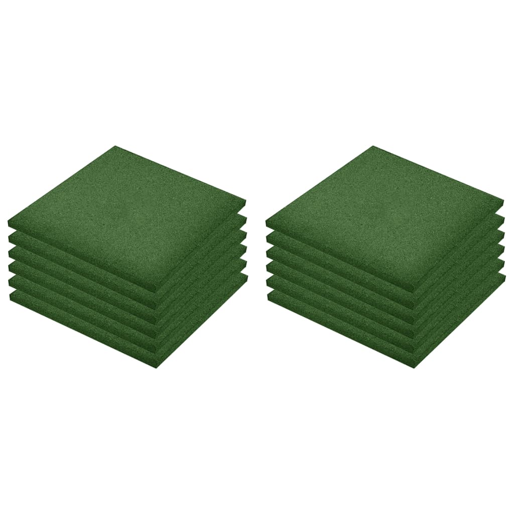 vidaXL drošības flīzes, 12 gab., zaļas, 50x50x3 cm, gumija