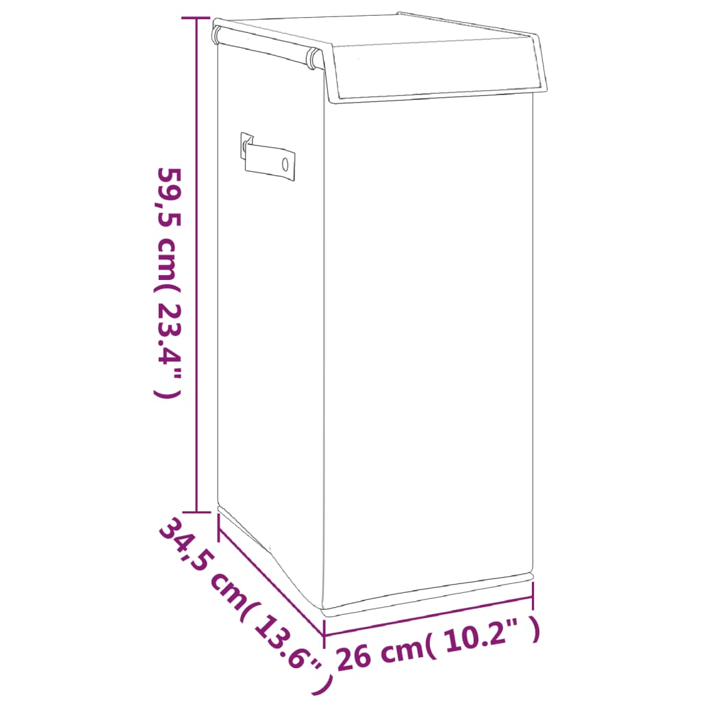 vidaXL veļas kaste, salokāma, pelēka, 26x34,5x59,5 cm, lina imitācija