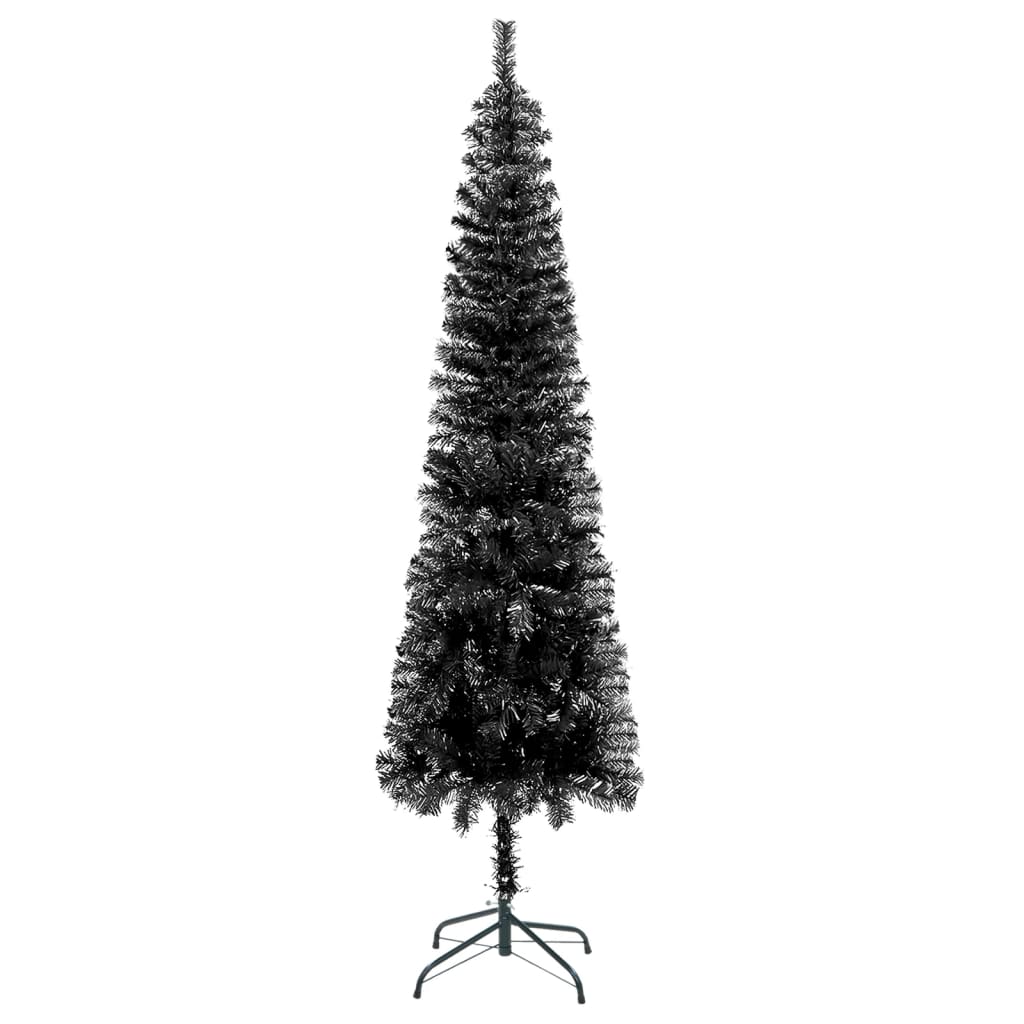 vidaXL izgaismota Ziemassvētku egle, šaura, melna, 120 cm