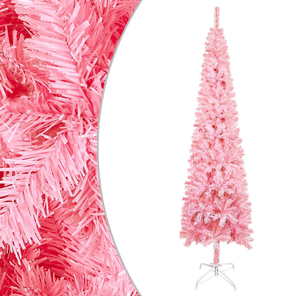 vidaXL mākslīgā Ziemassvētku egle, šaura, rozā, 120 cm