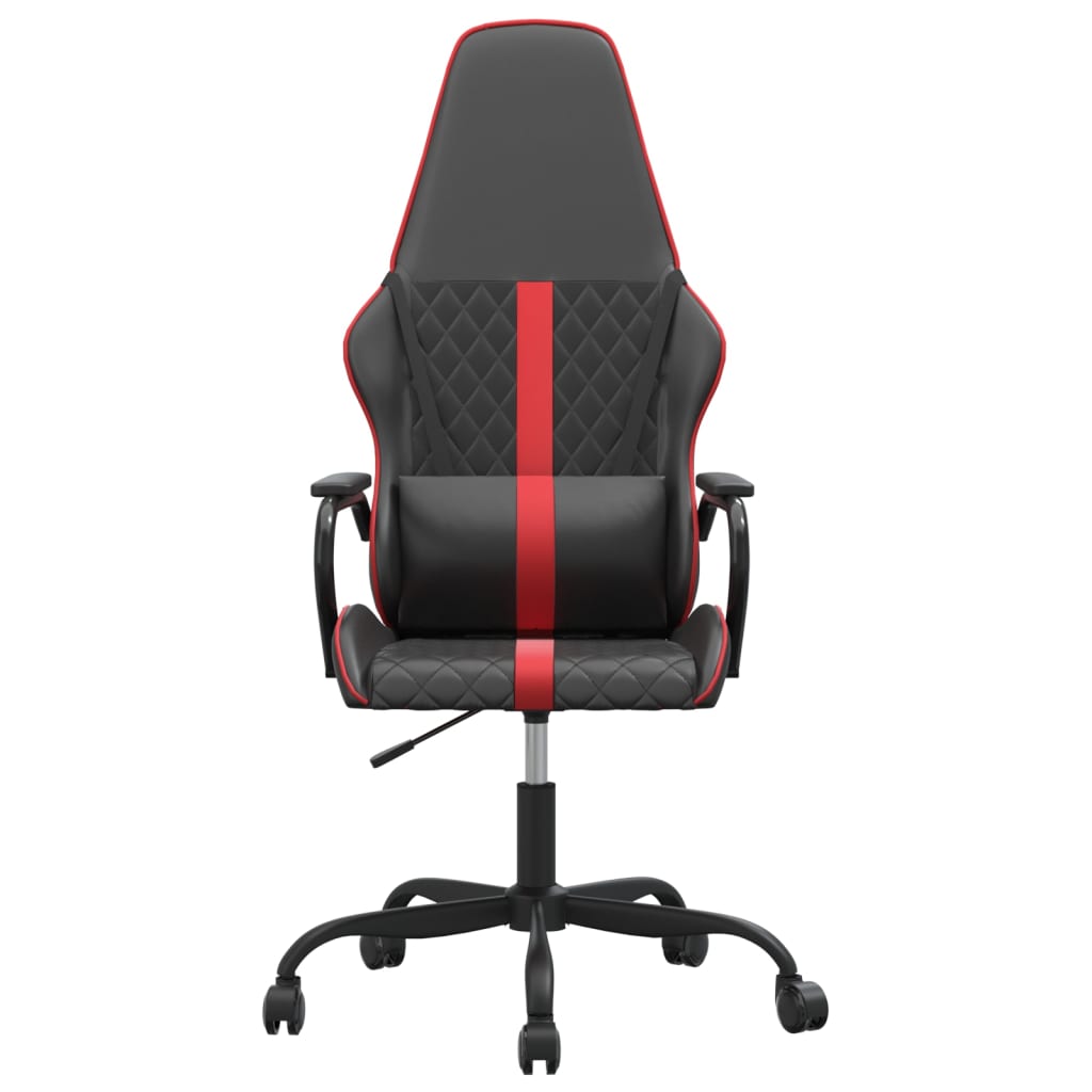 vidaXL masāžas datorspēļu krēsls, melna un sarkana mākslīgā āda