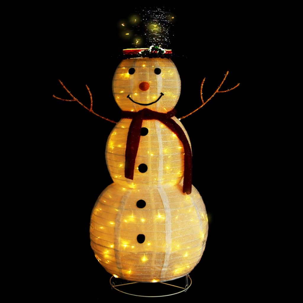 vidaXL dekoratīva Ziemassvētku sniegavīra figūra, LED, audums, 120 cm