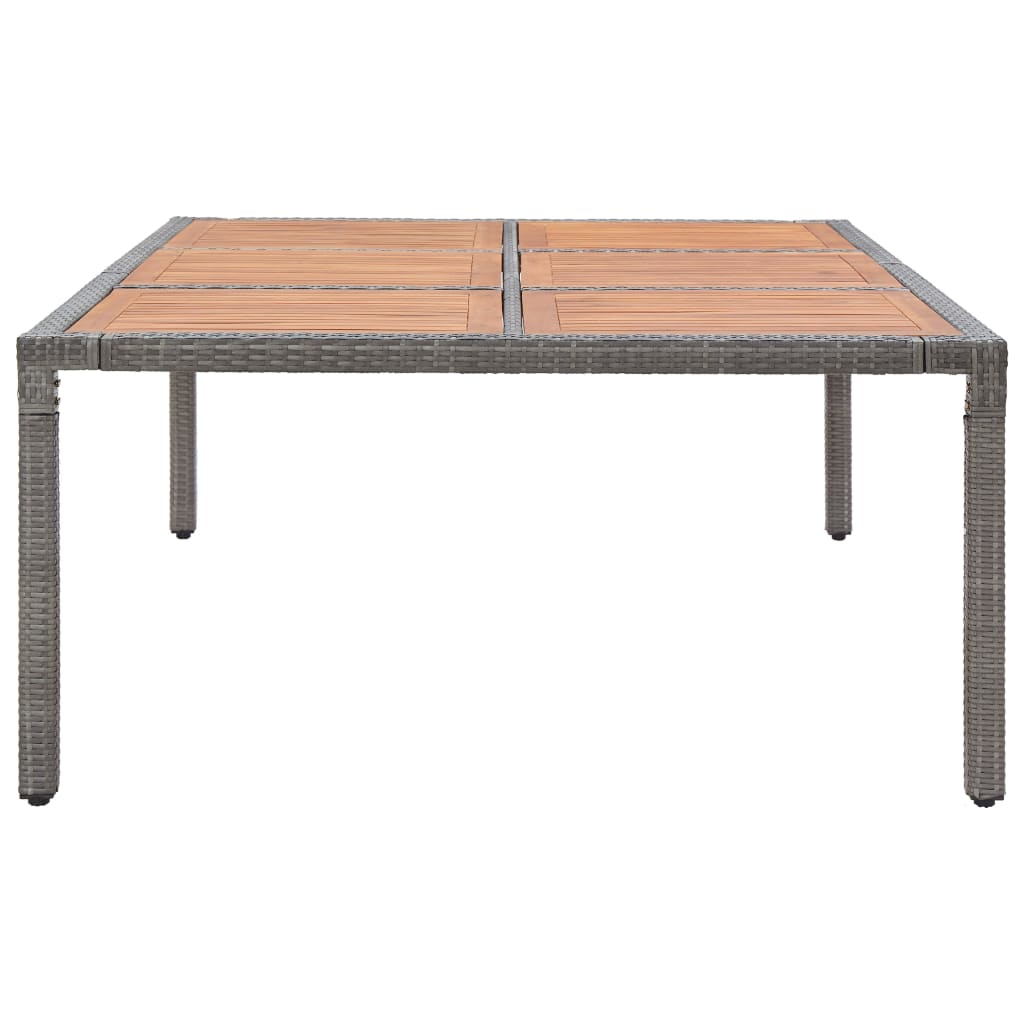 vidaXL dārza galds, 200x150x74 cm, pelēka PE rotangpalma, akācija