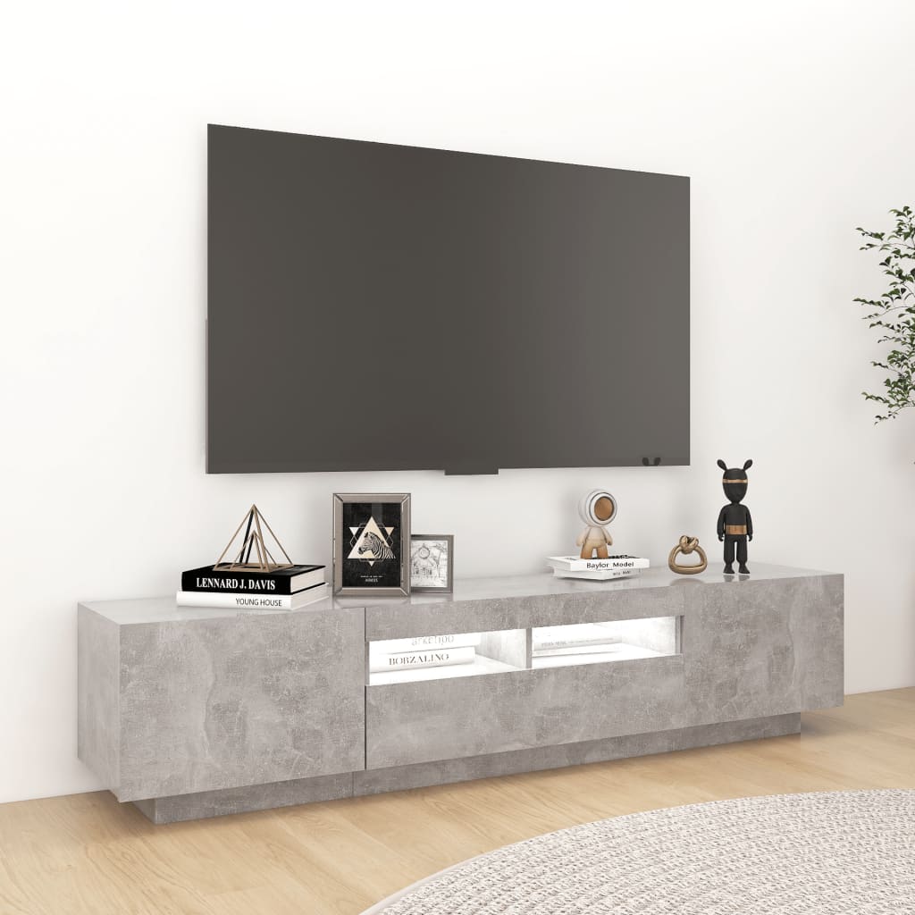 vidaXL TV skapītis ar LED lampiņām, 180x35x40 cm, betona pelēks