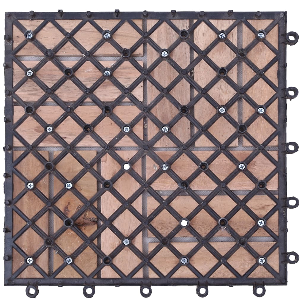 vidaXL terases flīzes, 11 gab., 30x30 cm, pārstrādāts masīvkoks