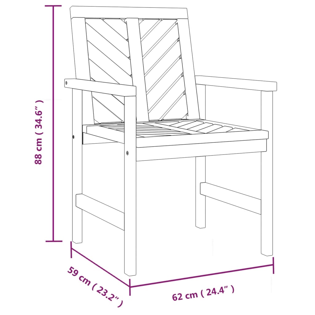 vidaXL dārza krēsli, 4 gab., akācijas masīvkoks
