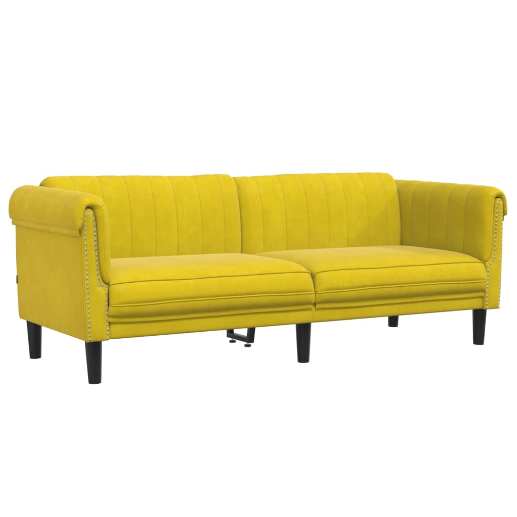 vidaXL trīsvietīgs dīvāns, dzeltens, samts
