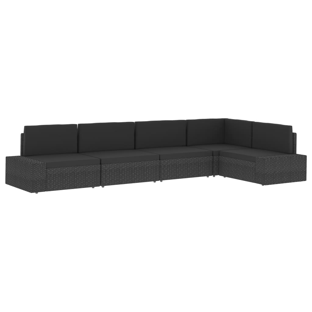 vidaXL moduļu stūra dīvāns ar kreiso roku balstu, PE rotangpalma,melns