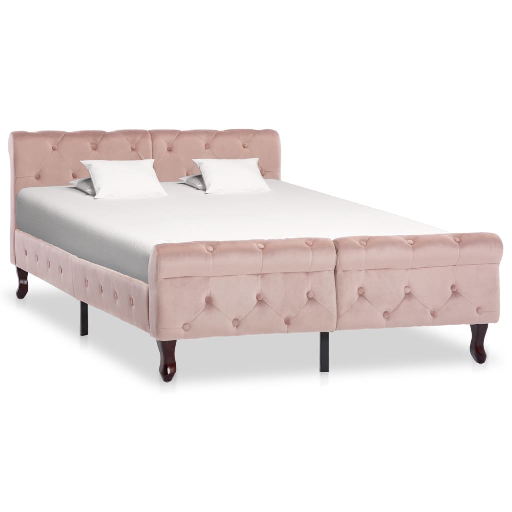 vidaXL gultas rāmis, rozā samts, 120x200 cm