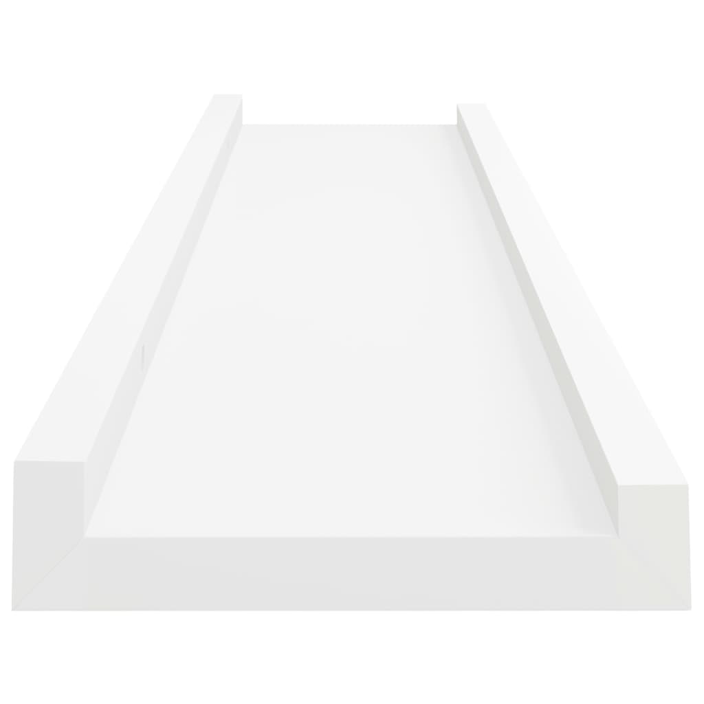 vidaXL sienas plaukti ar apmalēm, 2 gab., balti, 60x9x3 cm, MDF