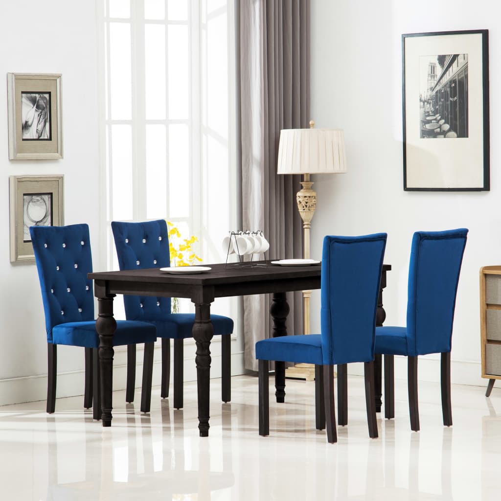 vidaXL virtuves krēsli, 4 gab., tumši zils samts