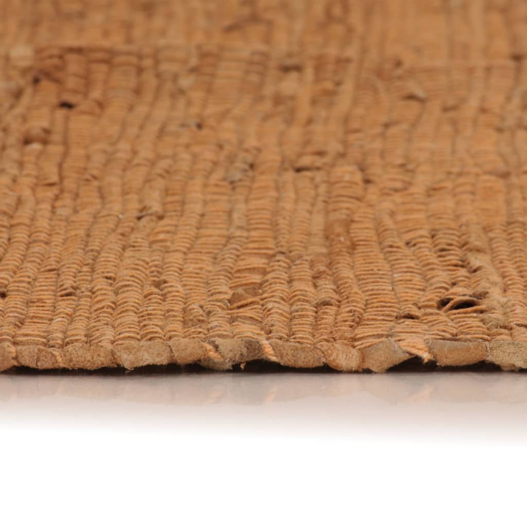vidaXL Chindi paklājs, 160x230 cm, pīts ar rokām, āda, dzeltenbrūns