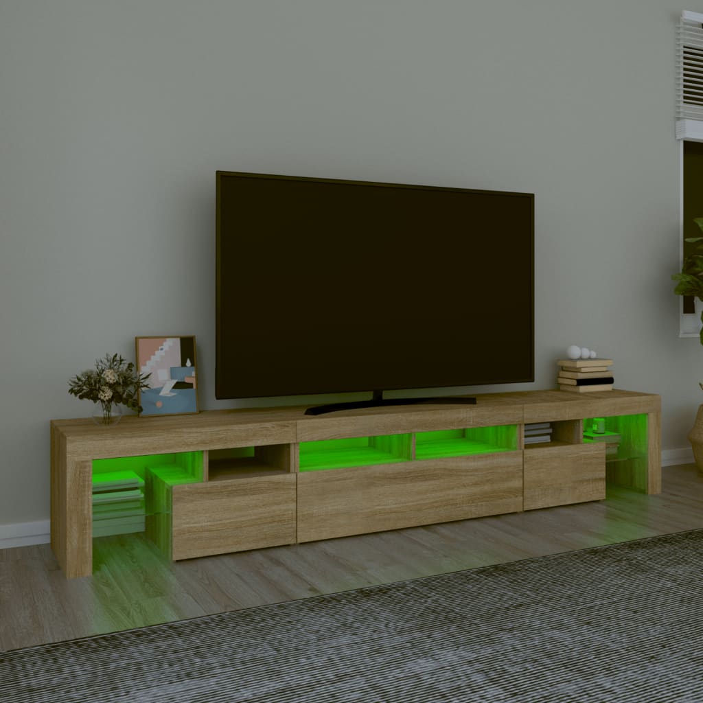 vidaXL TV skapītis ar LED apgaismojumu, ozolkoka krāsa, 230x36,5x40 cm
