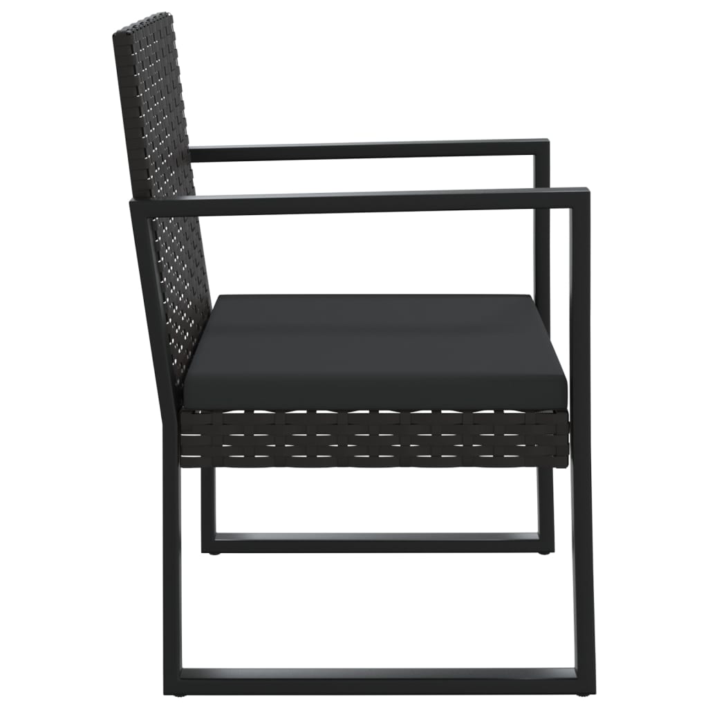 vidaXL dārza atpūtas krēsls ar matraci, PE rotangpalma, melns