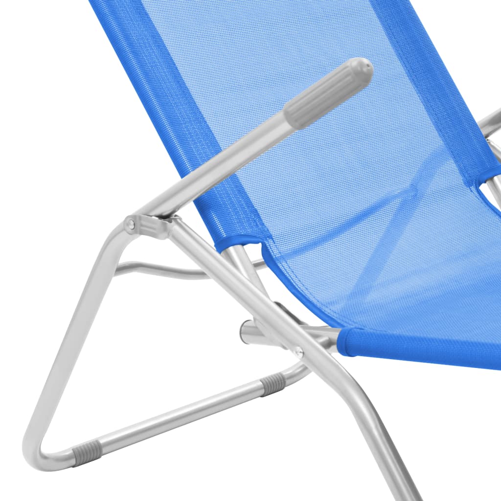 vidaXL saliekami sauļošanās krēsli, 2 gab., zils tekstilēns