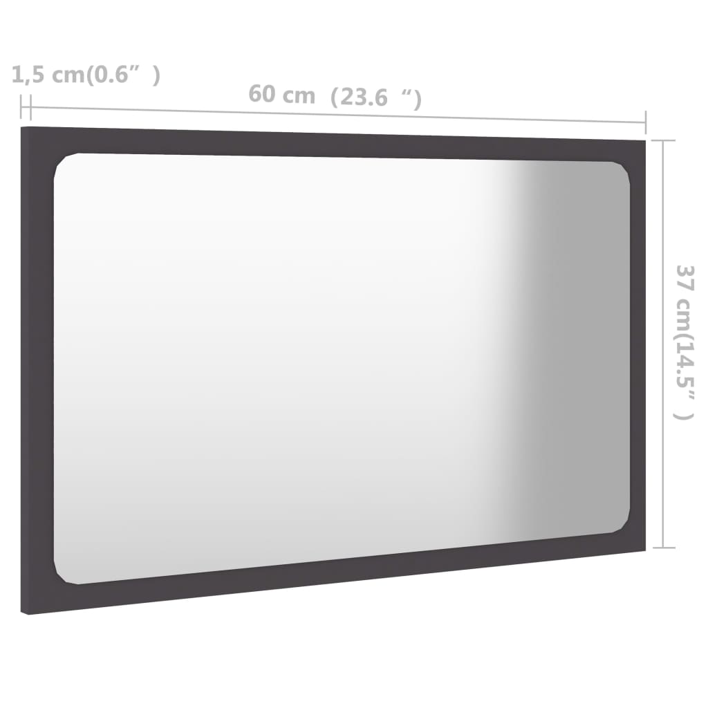 vidaXL vannasistabas spogulis, pelēks, 60x1,5x37 cm, skaidu plāksne