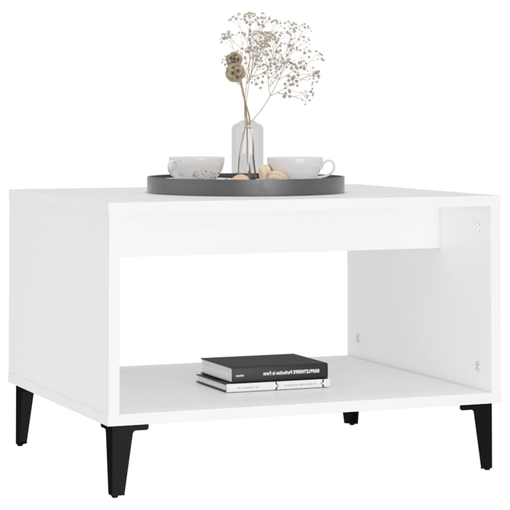 vidaXL kafijas galdiņš, balts, 60x50x40 cm, inženierijas koks