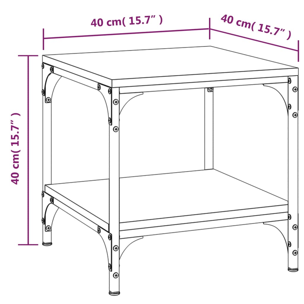 vidaXL galdiņi, 2 gab., kvēpināta ozolkoka, 40x40x40 cm
