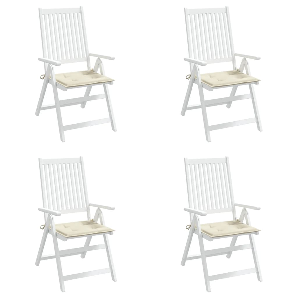 vidaXL dārza krēslu spilveni, 4 gab., krēmkrāsas, 40x40x3 cm, audums