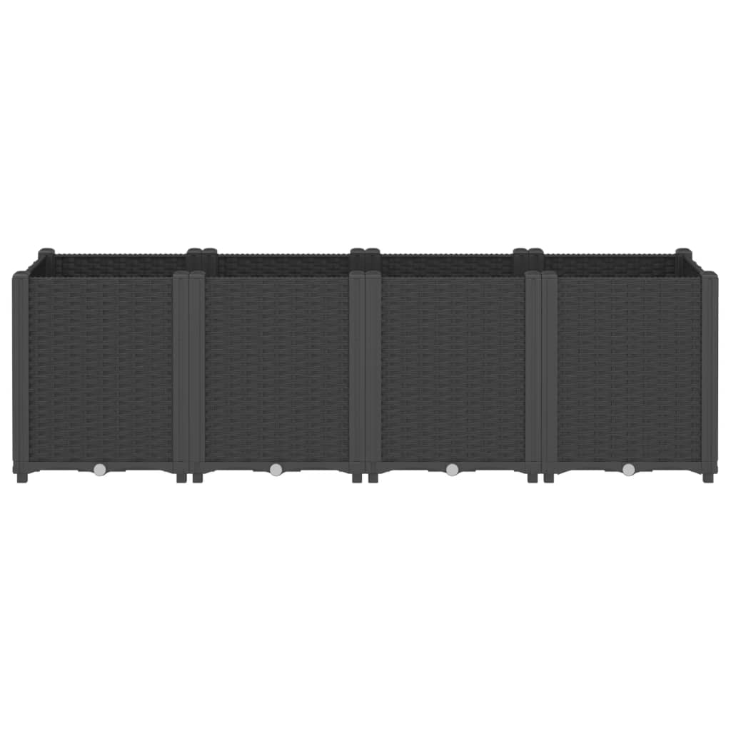 vidaXL dārza puķu kaste, melna, 160x40x53 cm, PP