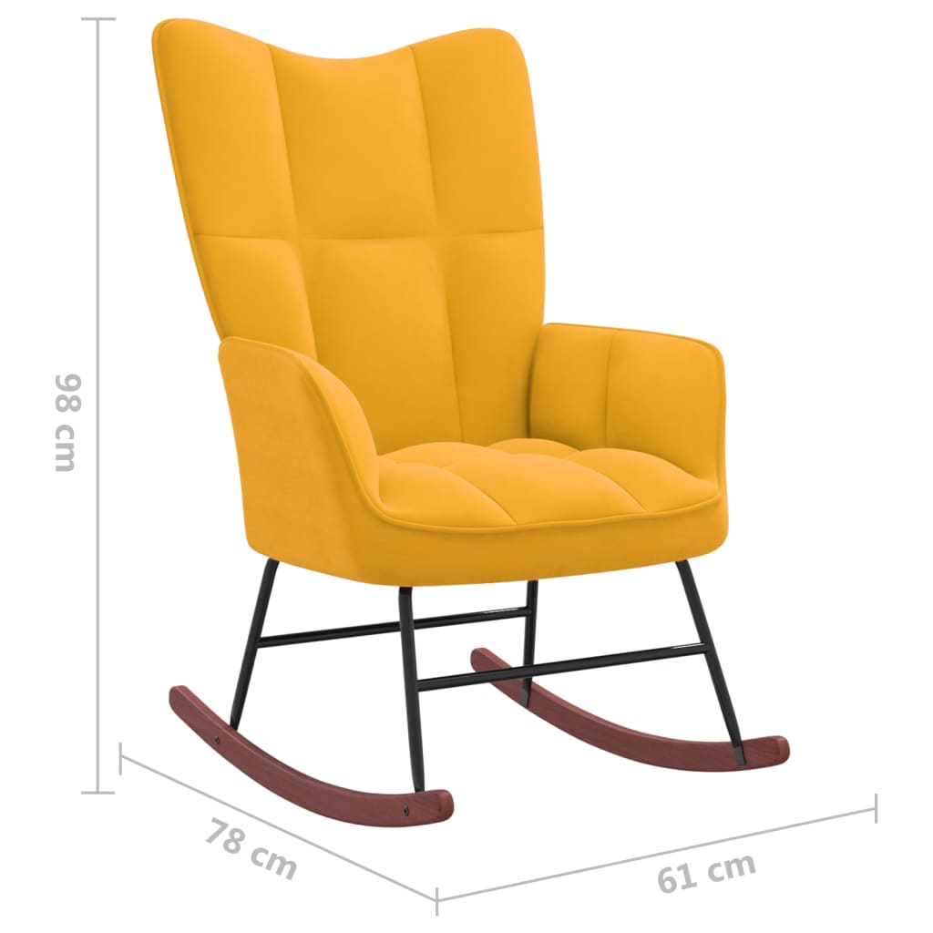vidaXL šūpuļkrēsls ar kāju balstu, sinepju dzeltens samts