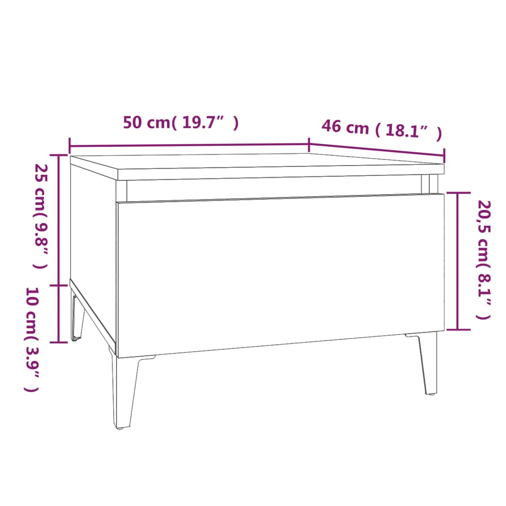 vidaXL galdiņš, betona pelēks, 50x46x35 cm, inženierijas koks