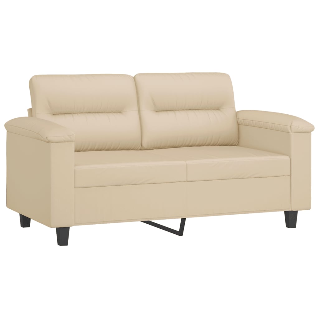 vidaXL divdaļīgs dīvānu komplekts ar spilveniem, krēm audums