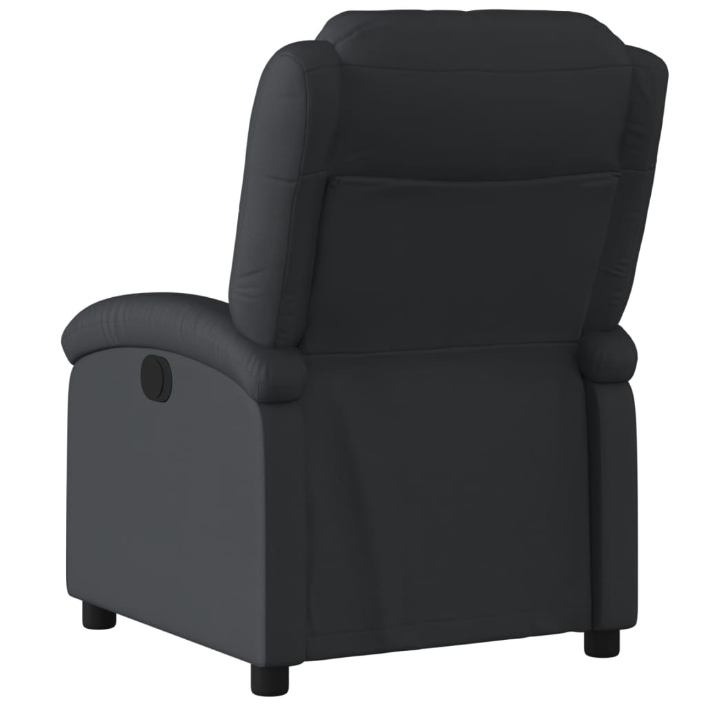 vidaXL atpūtas krēsls, atgāžams, melna dabīgā āda