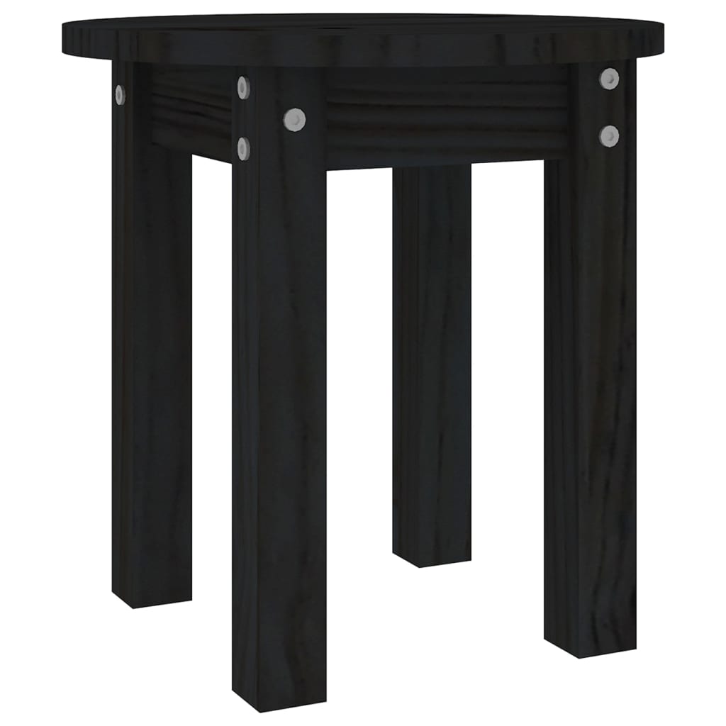 vidaXL kafijas galdiņš, melns, Ø 35x35 cm, priedes masīvkoks