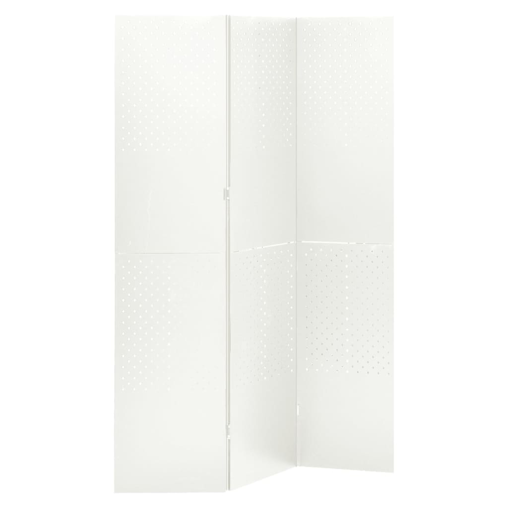 vidaXL 3-paneļu istabas aizslietnis, balts, 120x180 cm, tērauds