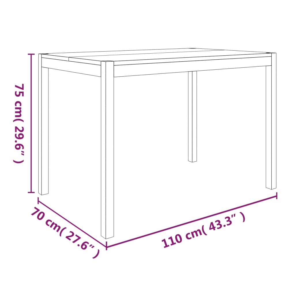 vidaXL virtuves galds, 110x70x75 cm, akācijas masīvkoks