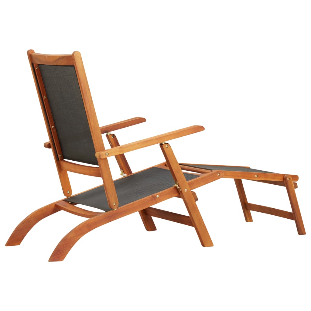 vidaXL āra pludmales krēsls, akācijas masīvkoks un tekstilēns