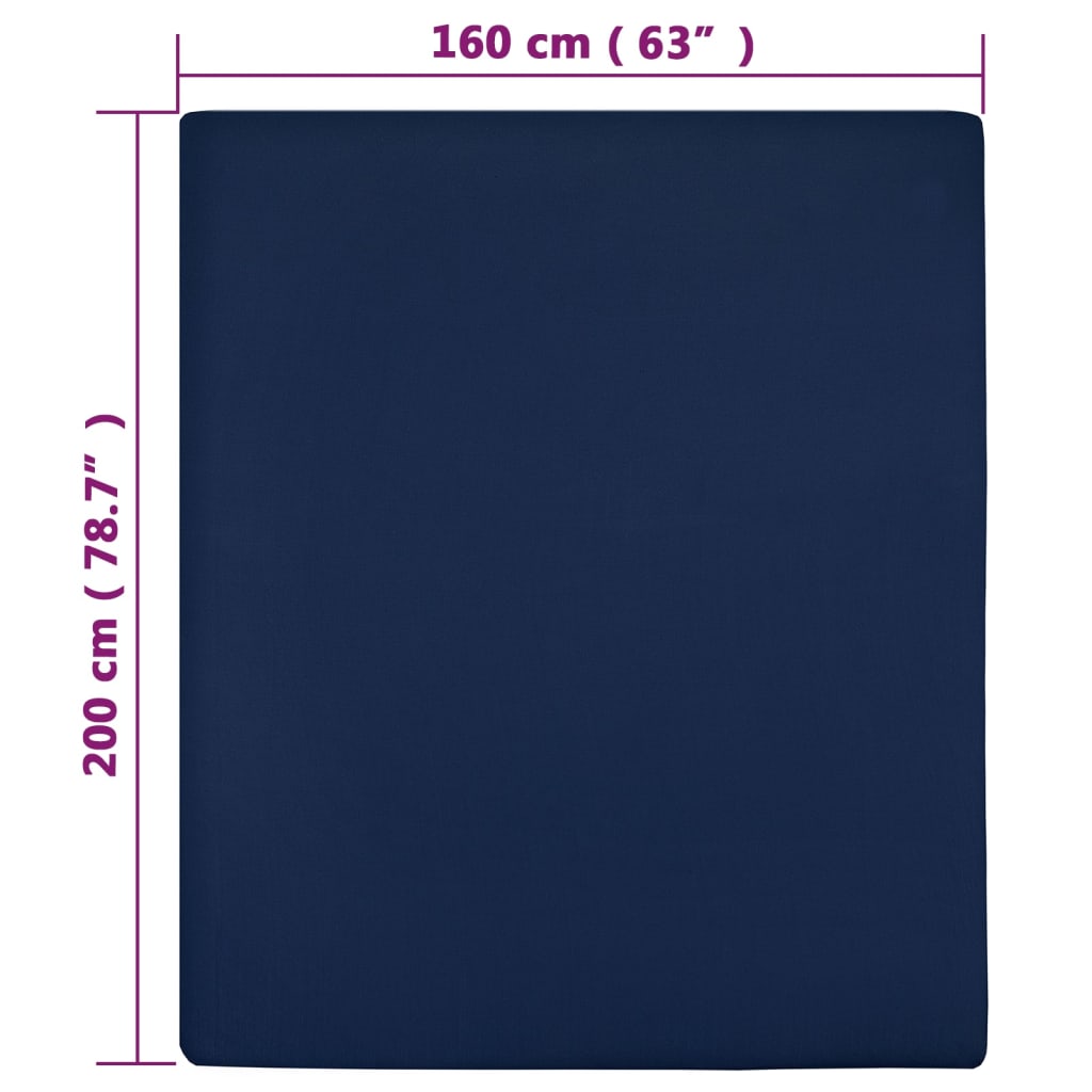 vidaXL palags ar gumiju, tumši zils, 160x200 cm, kokvilna