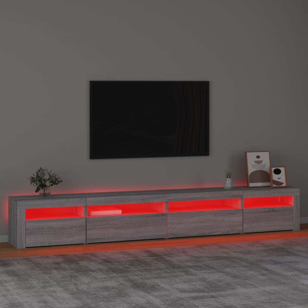 vidaXL TV skapītis ar LED, pelēka ozolkoka krāsa, 270x35x40 cm