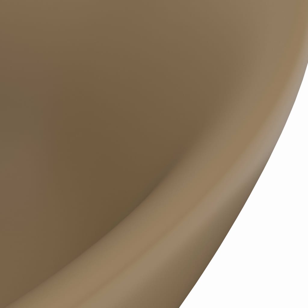 vidaXL izlietne, 58,5x39 cm, ovāla, matēta krēmkrāsas keramika