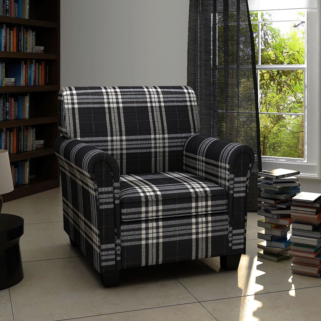 vidaXL atpūtas krēsls ar matraci, melns audums