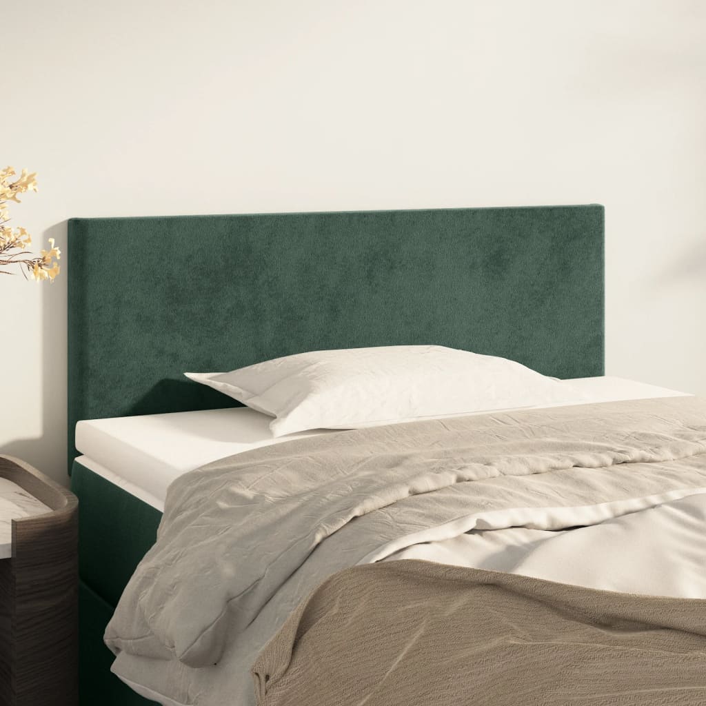 vidaXL gultas galvgalis, 80x5x78/88 cm, tumši zaļš samts