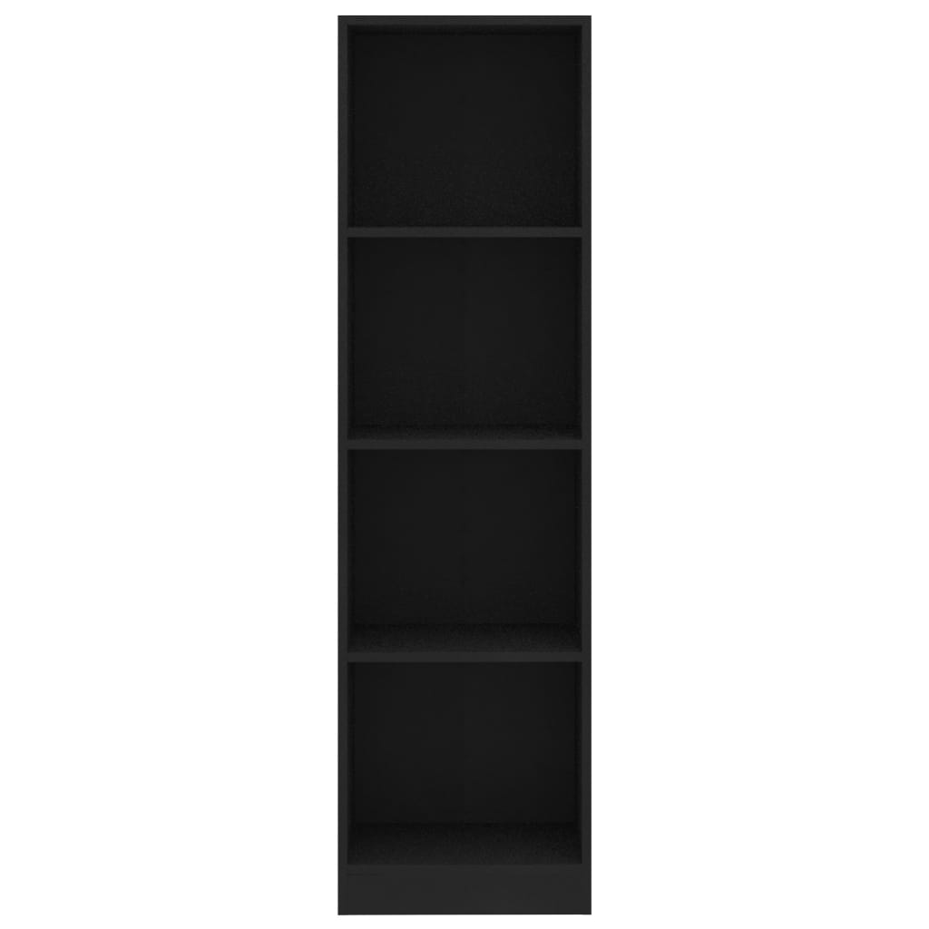vidaXL 4-līmeņu grāmatu plaukts, melns, 40x24x142 cm, skaidu plāksne