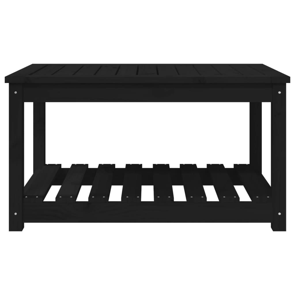 vidaXL dārza galds, melns, 82,5x50,5x45 cm, priedes masīvkoks