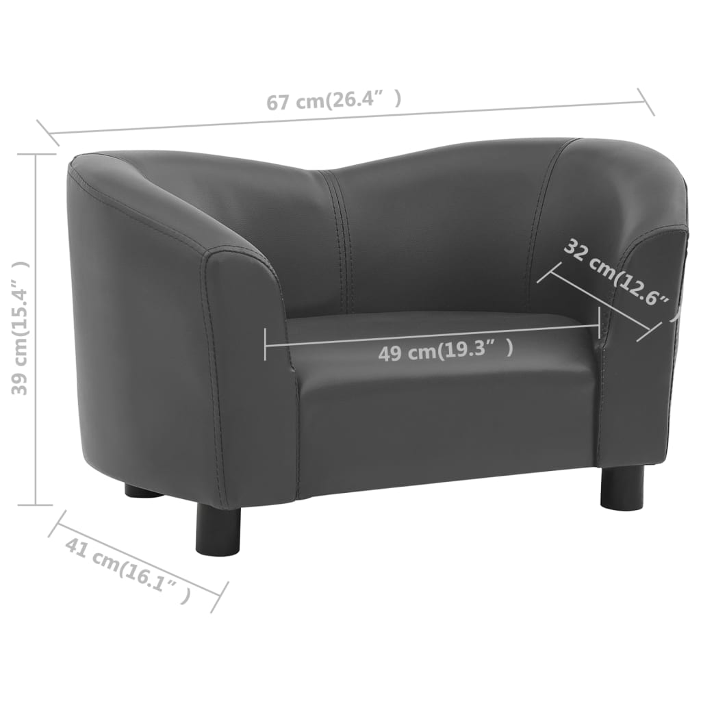 vidaXL suņu dīvāns, pelēks, 67x41x39 cm, mākslīgā āda