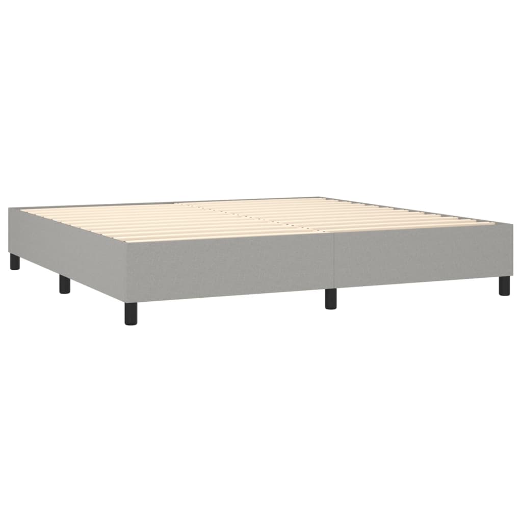 vidaXL atsperu gulta ar matraci, gaiši pelēka audums, 200x200cm